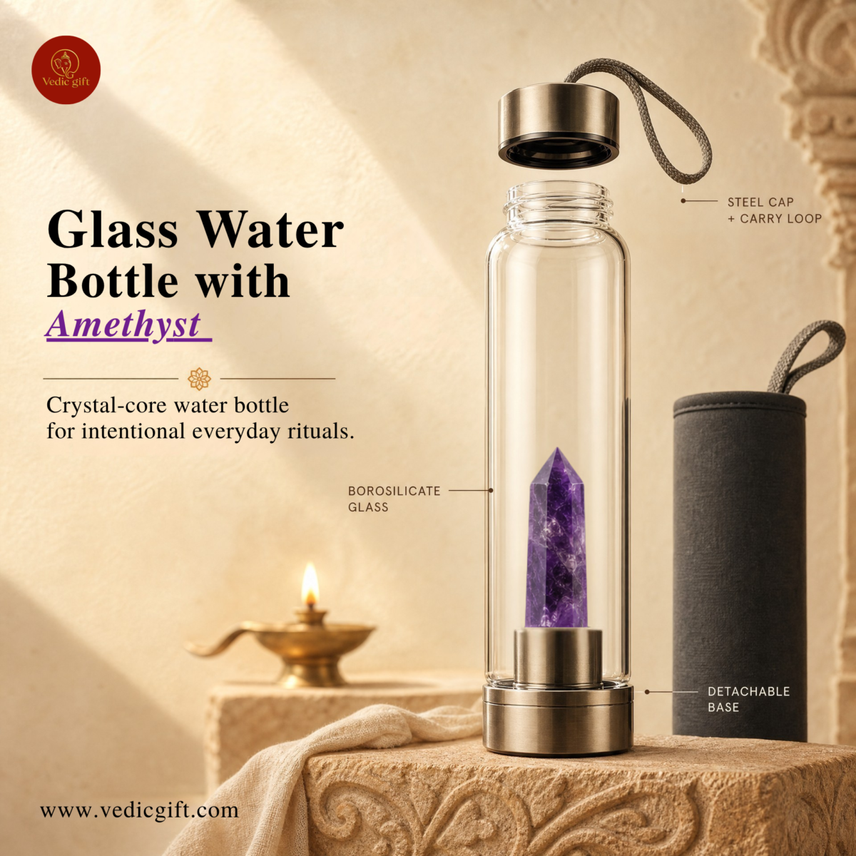 Amethyst Crystal Water Bottle | 1 Litre