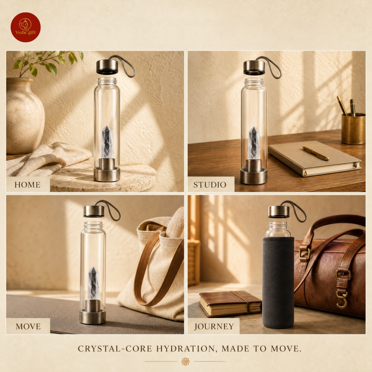 Clear Quartz Crystal Water Bottle | 1 Litre