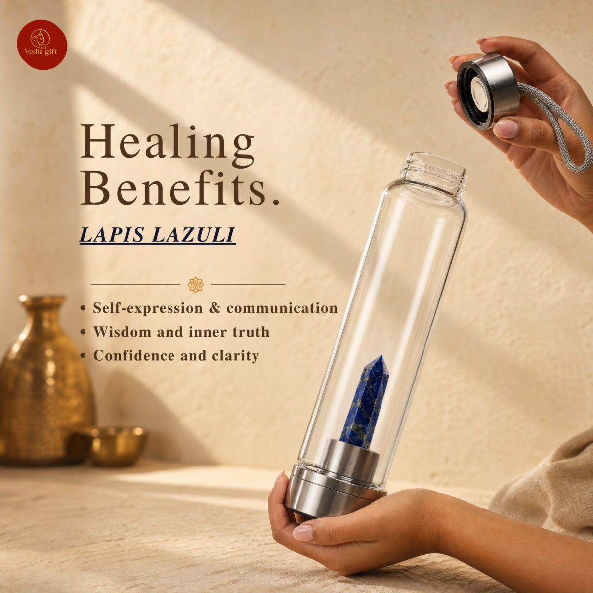 Lapis Lazuli Crystal Water Bottle | 1 Litre