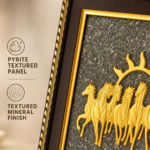 7 Horses on Raw Pyrite Frame | Seven Horses Wall Décor for Success & Prosperity