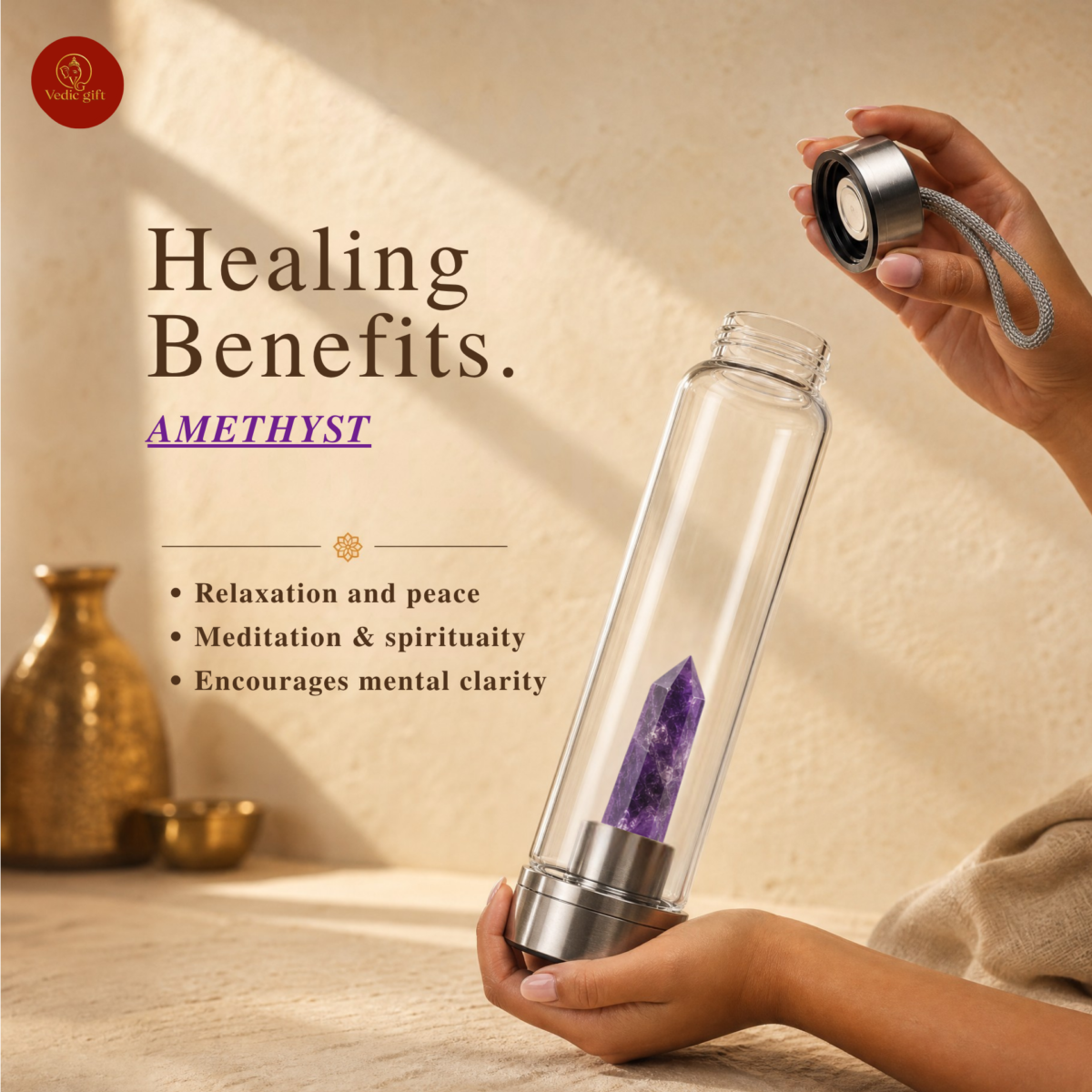 Amethyst Crystal Water Bottle | 1 Litre