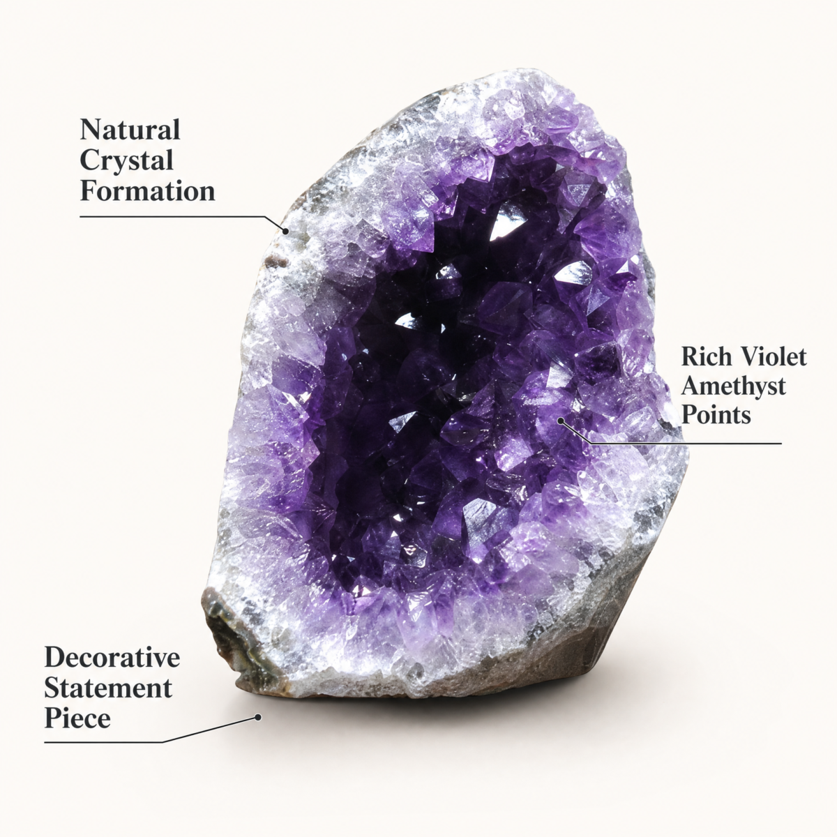 Amethyst Crystal Cluster Stone | Natural Purple Amethyst Geode for Home & Office Décor
