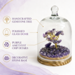 Amethyst Crystal Tree Under Glass Dome | Gemstone Tree Decorative Showpiece