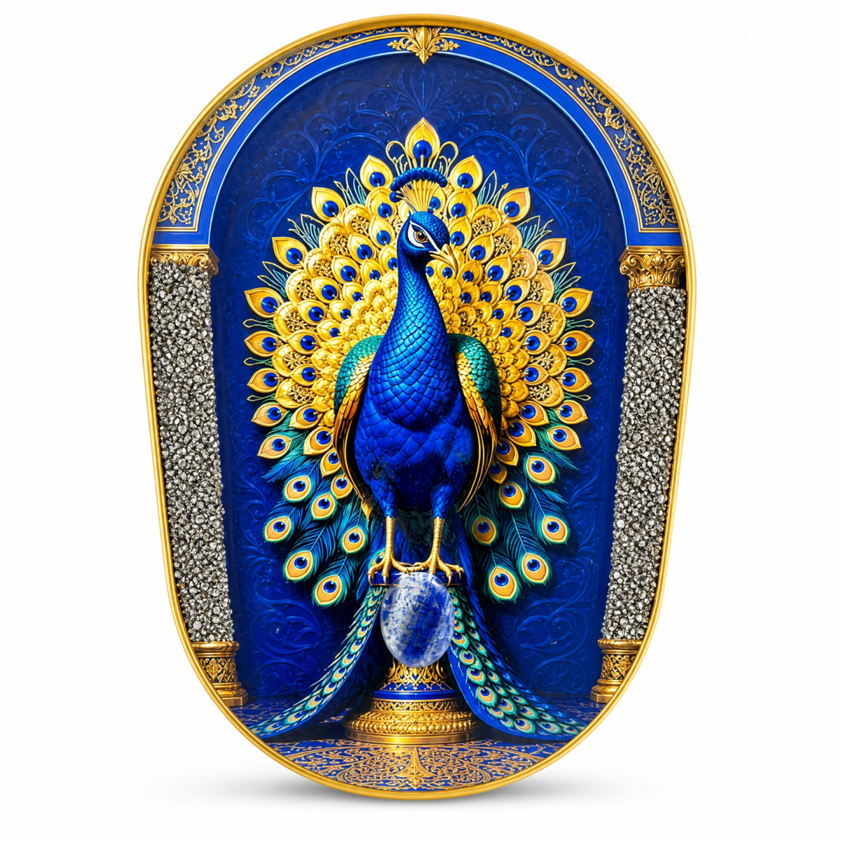 Peacock Pyrite - Handcrafted Decorative Crystal Art Frame for Home & Office